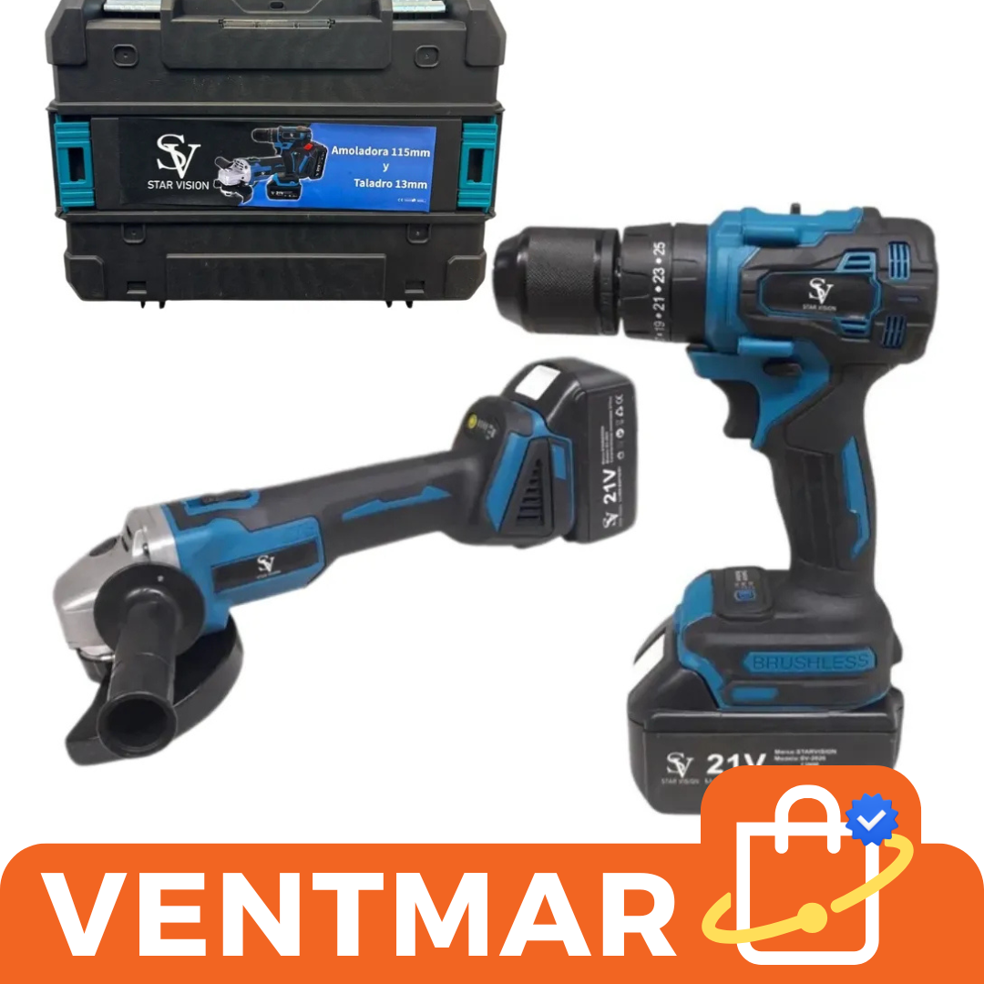 Atornillador Percutor 21V + Amoladora