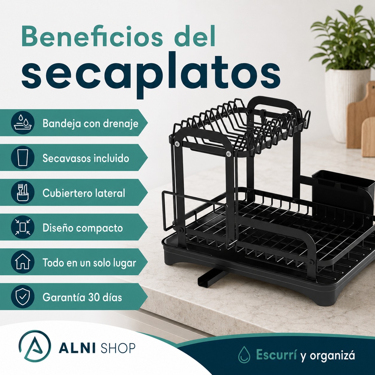 Secaplatos Escurridor 2 Niveles Bandeja
